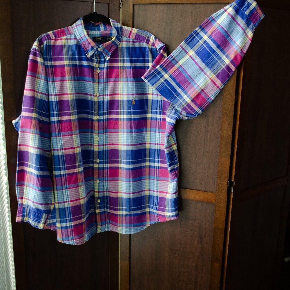 Polo Ralph Lauren Classic Fit Plaid Button-Down Shirt 2XB Multicolor Madras - Picture 3 of 3